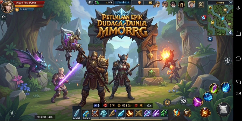 Screenshot menunjukkan pertarungan epik dalam game MMORPG.