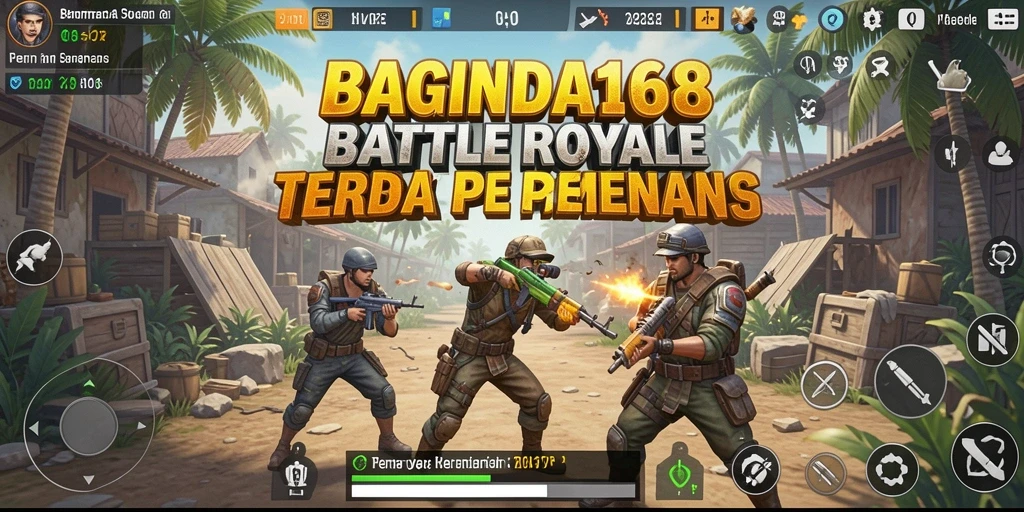 Tampilan gameplay seru di BAGINDA168, aksi pertarungan Battle Royale yang mendebarkan.