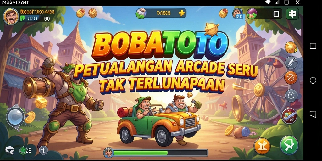 Tampilan gameplay seru BOBATOTO dengan karakter yang penuh warna.