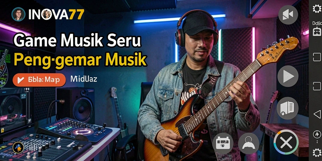 Tangkapan layar INOVA77 menampilkan pengalaman bermain musik yang interaktif.