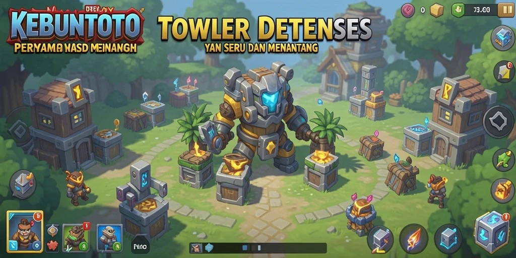 Gameplay menegangkan dalam KEBUNTOTO dengan benteng pertahanan yang strategis.