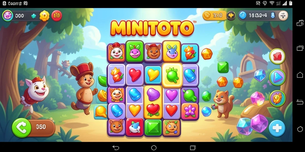 Gameplay seru dalam game Match-3 MINITOTO yang menantang.