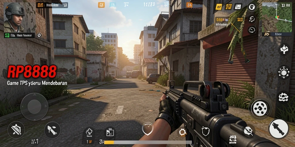 Screenshot gameplay RP8888 menampilkan aksi mendebarkan dalam pertempuran TPS.