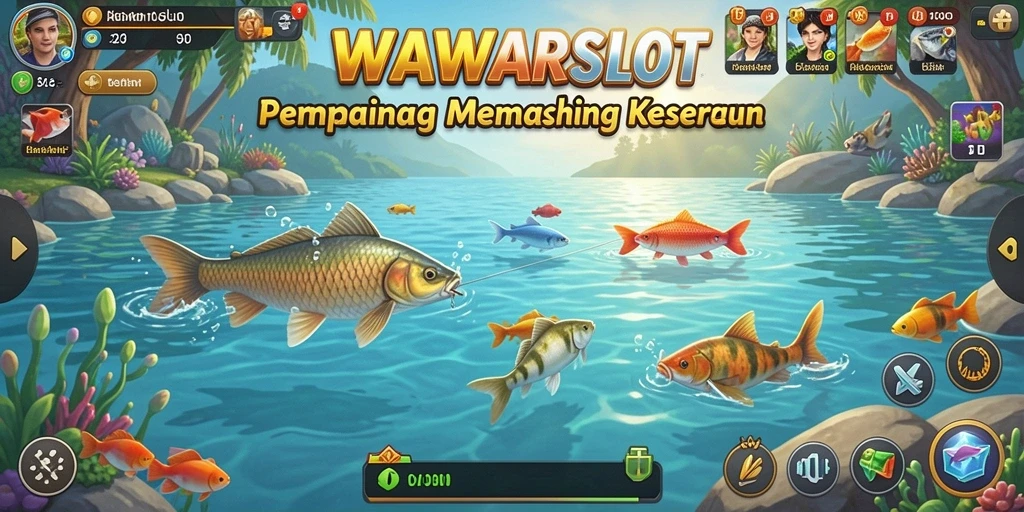 Screenshot utama WAWARSLOT menampilkan aksi menangkap ikan di laut.